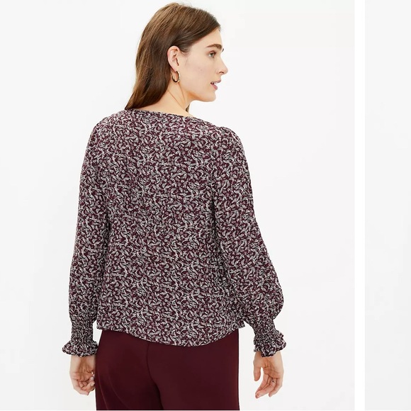 Loft Floral Square Neck Blouse Women’s Size Large - Picture 10 of 10